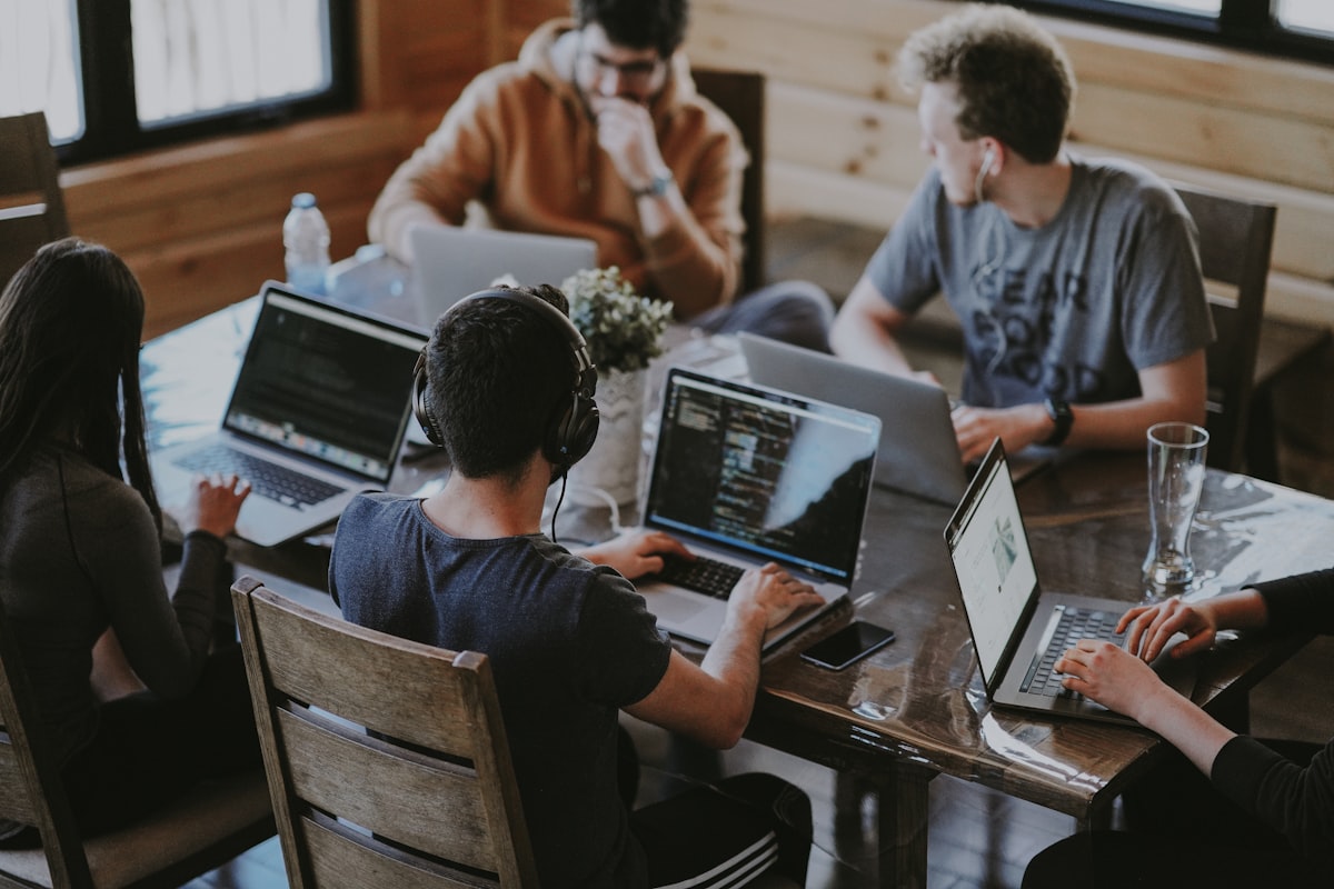Haisun Tech Innovations team collaborating in a modern office