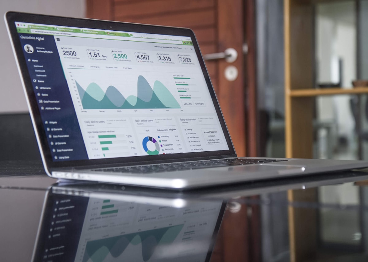 Enterprise resource planning dashboard on screen